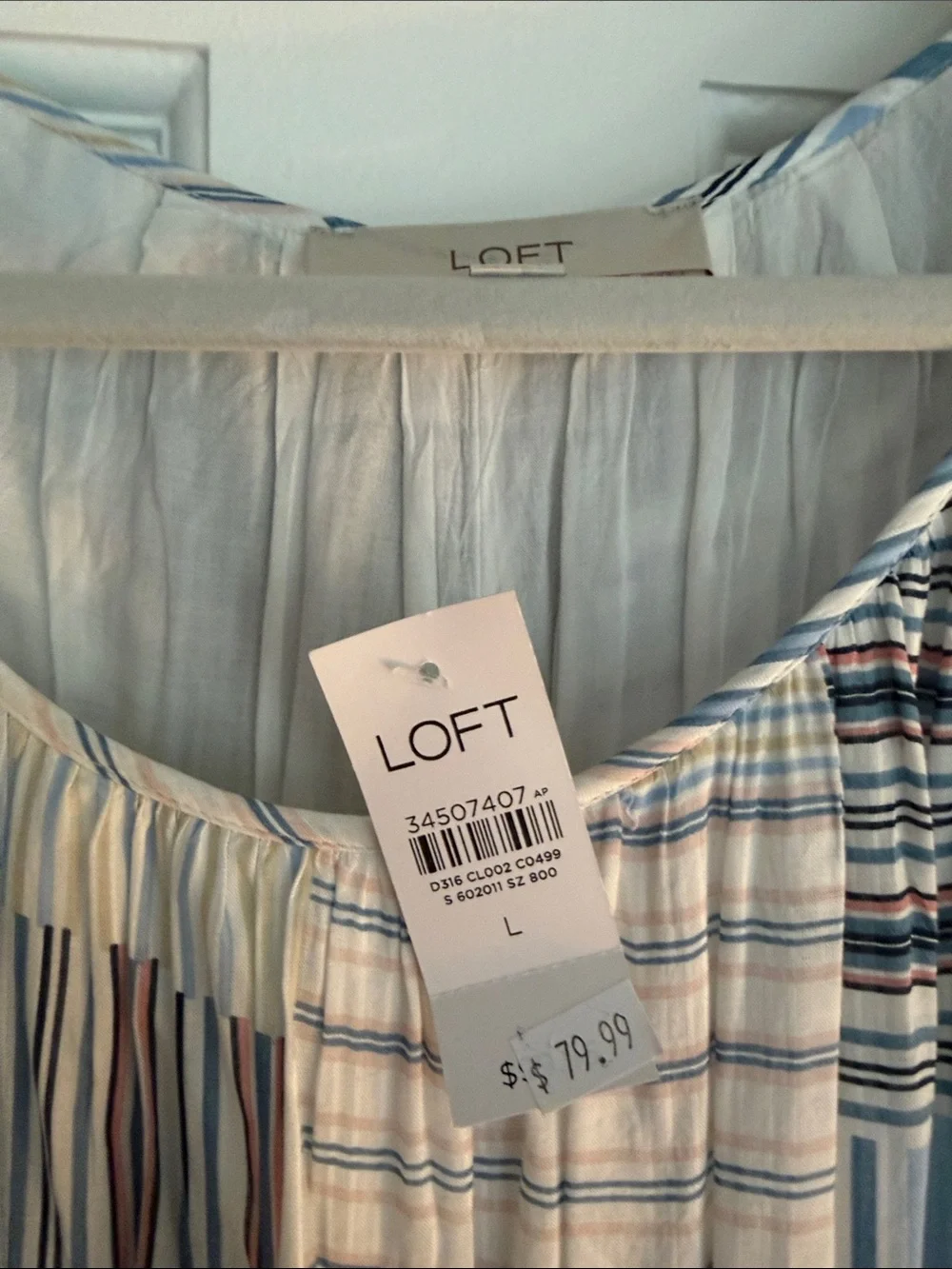 LOFT Blue & White Patchwork Tiered Maxi Dress - Picture 2 of 3